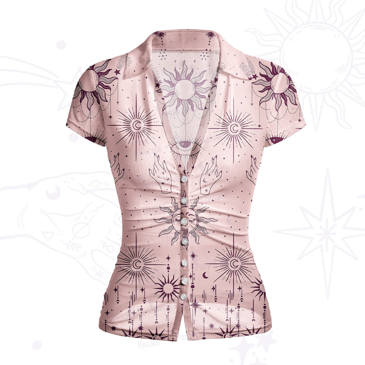 Purplehecate Solar Oracle Mesh Button Up Top