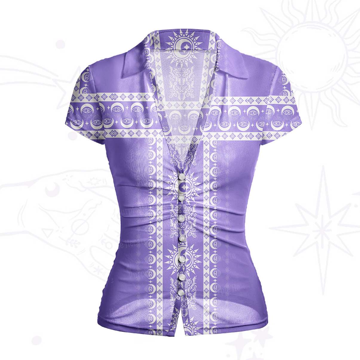 Purplehecate Visionary Sun Mesh Button Up Top
