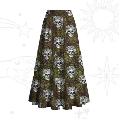 Purplehecate Rose Skull Convertible Maxi Skirt