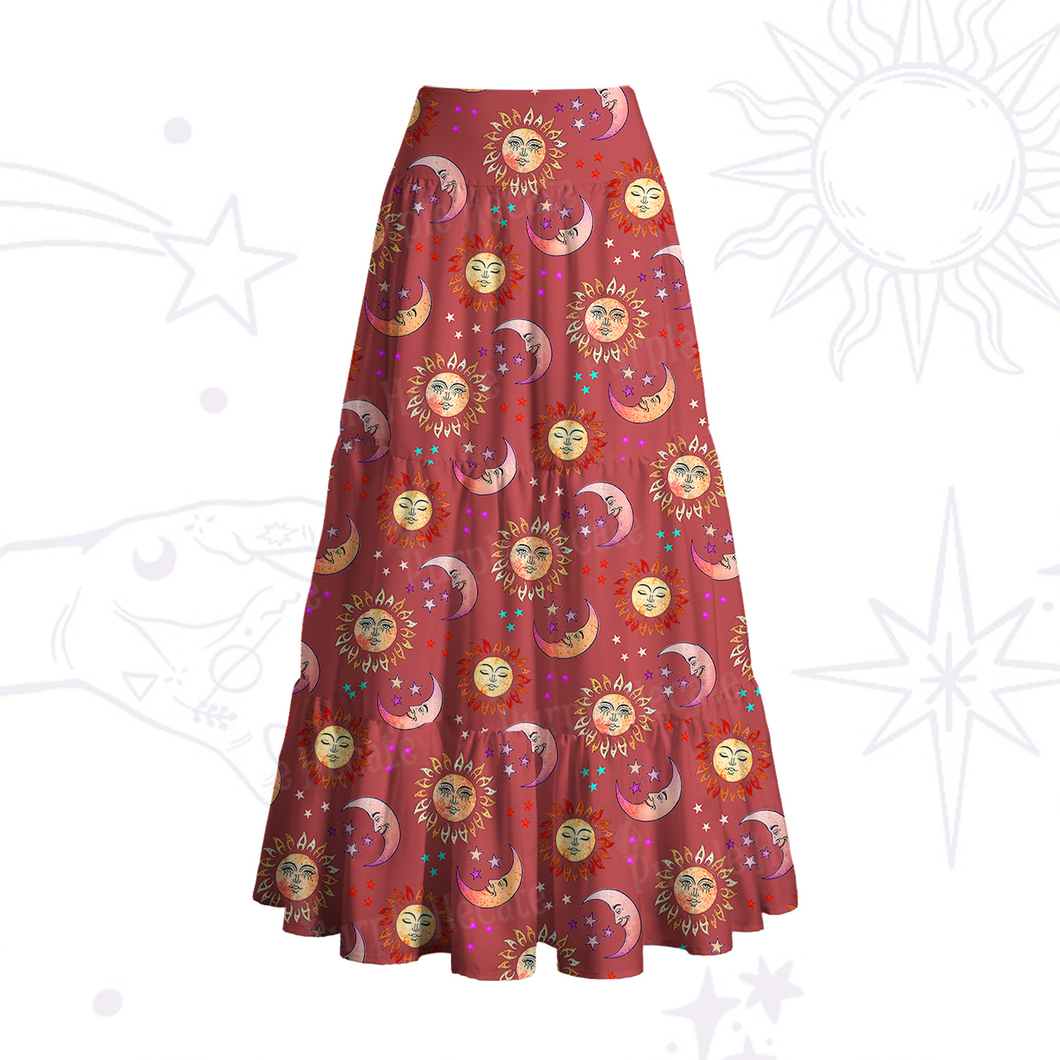Purplehecate Dancing Suns and Lunar Dreams Convertible Maxi Skirt