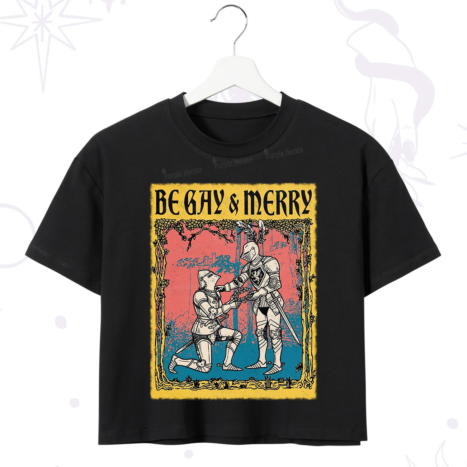 Purplehecate Be Gay Merry Medieval Knights Crop T-Shirt