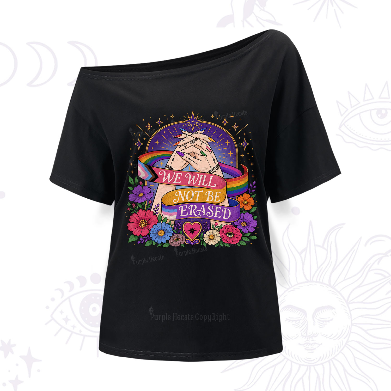 Purplehecate We Will Not Be Erased Pride One Shoulder T-Shirt