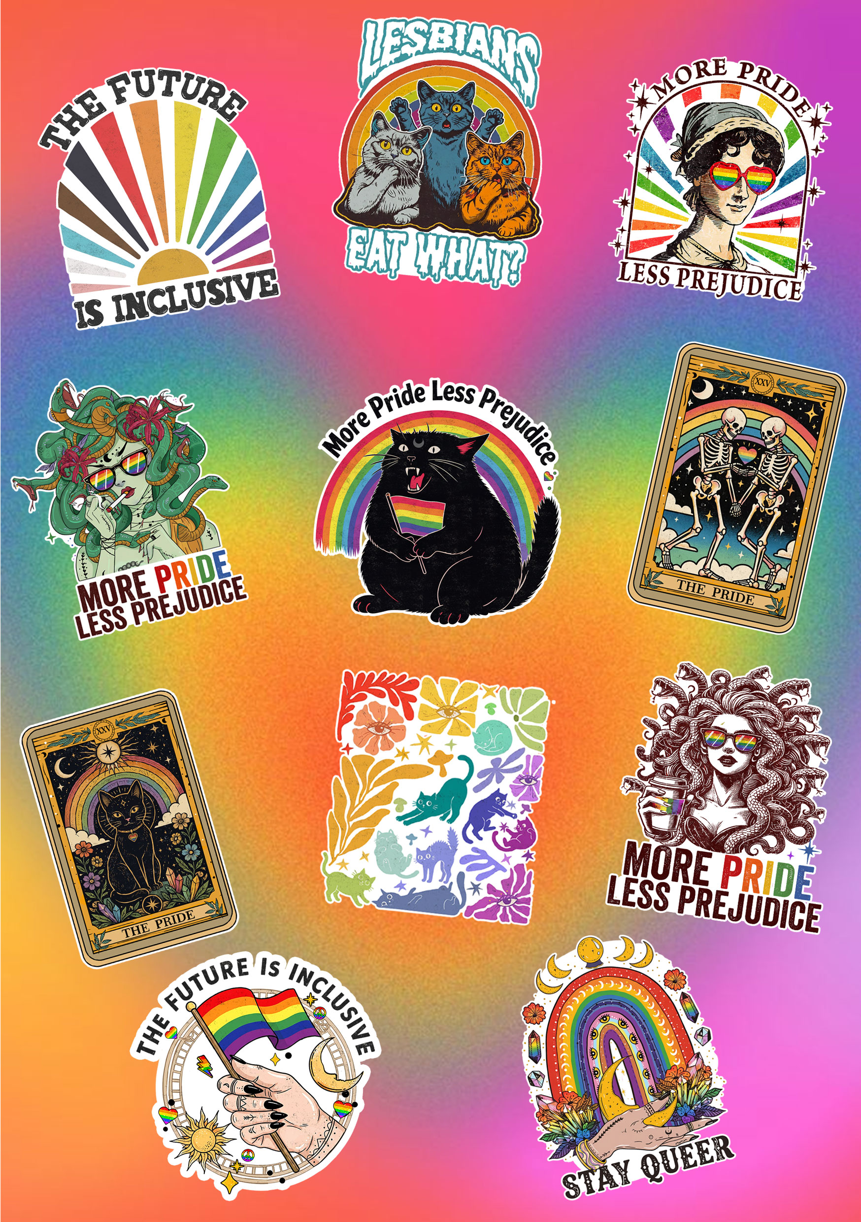 Purplehecate Pack of 11 More Pride Less Prejudice Stickers