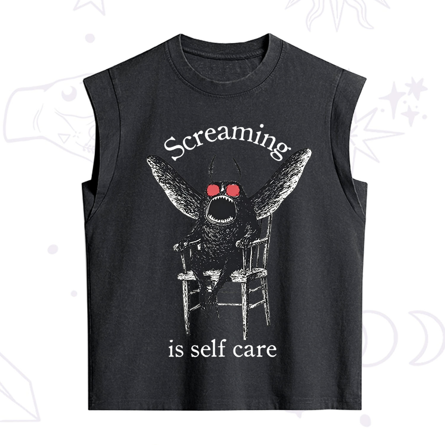 Purplehecate Mothman Screaming Vintage Washed Tank