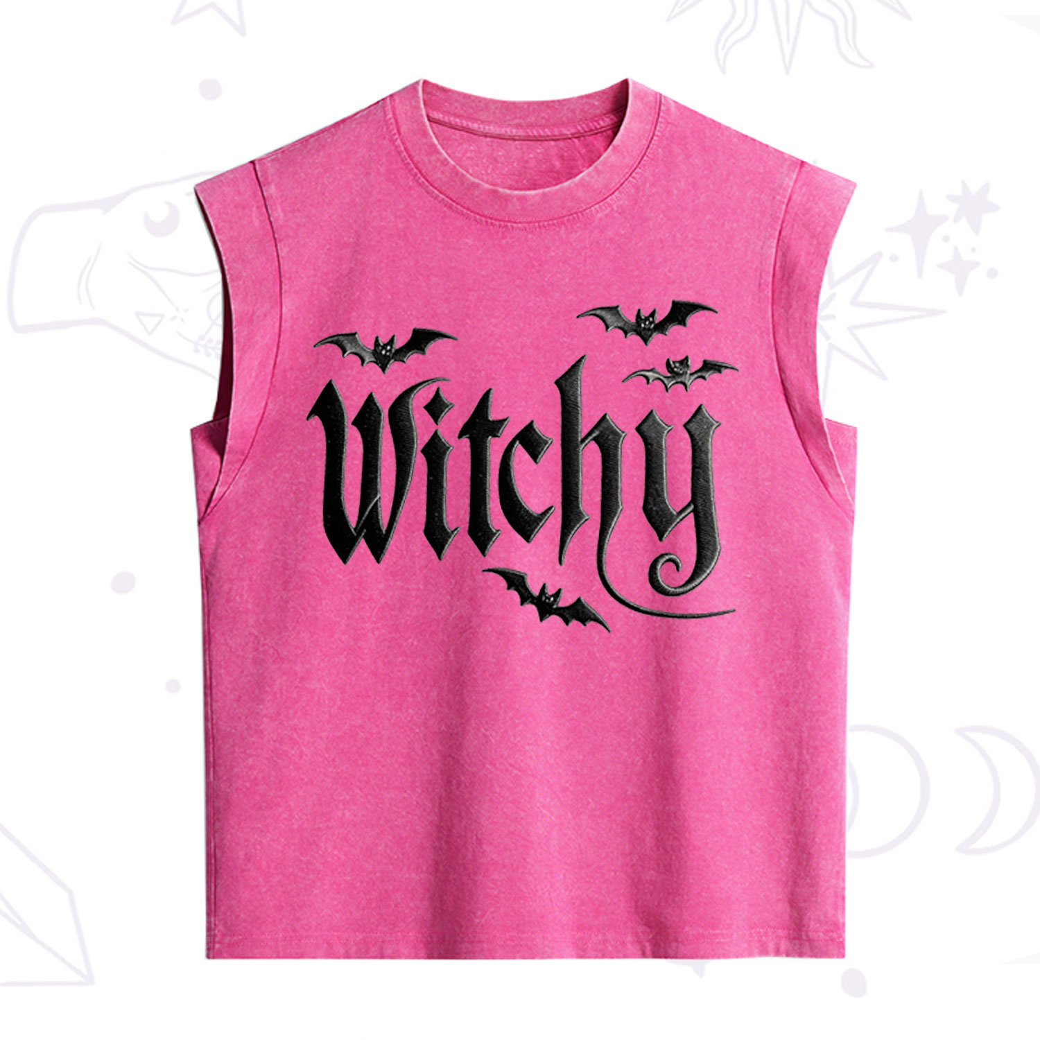 Purplehecate Gothic Bat Embroidered Vintage Washed Tank