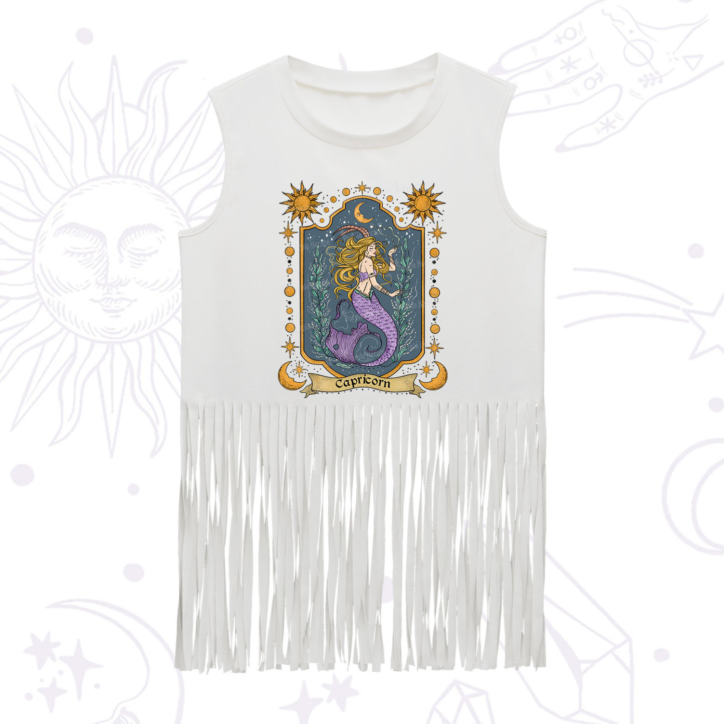 Purplehecate Capricorn Zodiac Fringe Tank Top