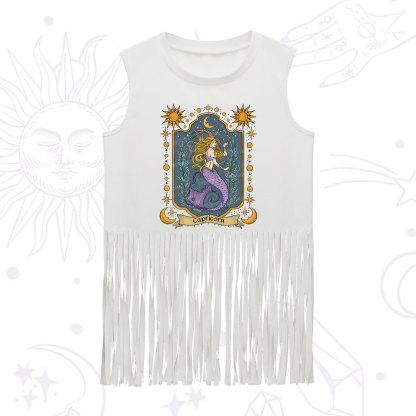 Purplehecate Capricorn Zodiac Fringe Tank Top