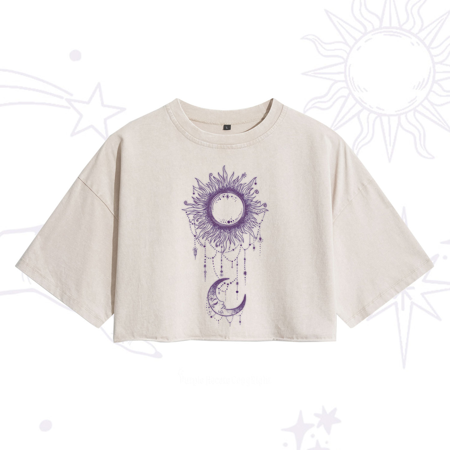 Purplehecate Radiance Of Sun And Moon Washed Cropped T-Shirt