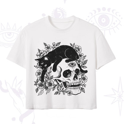 Purplehecate Black Cats In A Skull Crop T-Shirt