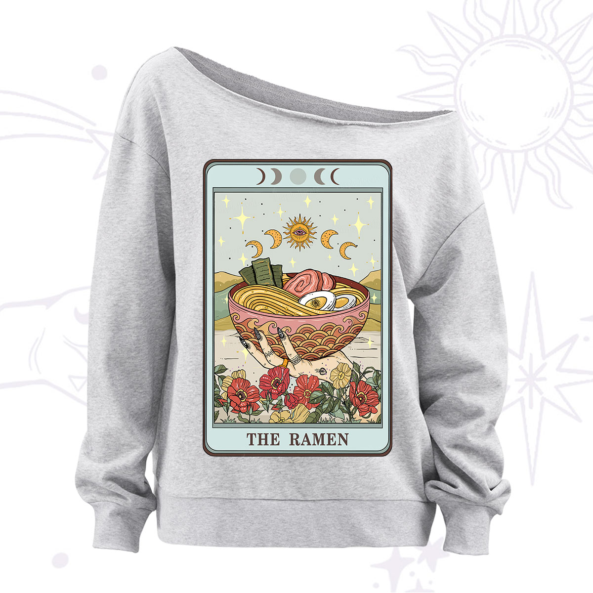 Purplehecate The Ramen Tarot Off The Shoulder Sweatshirt