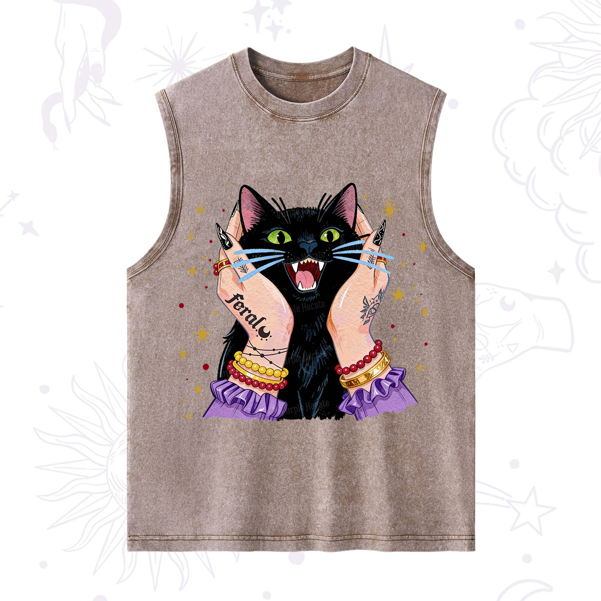 Purplehecate Feral Cat Magic Washed Tank