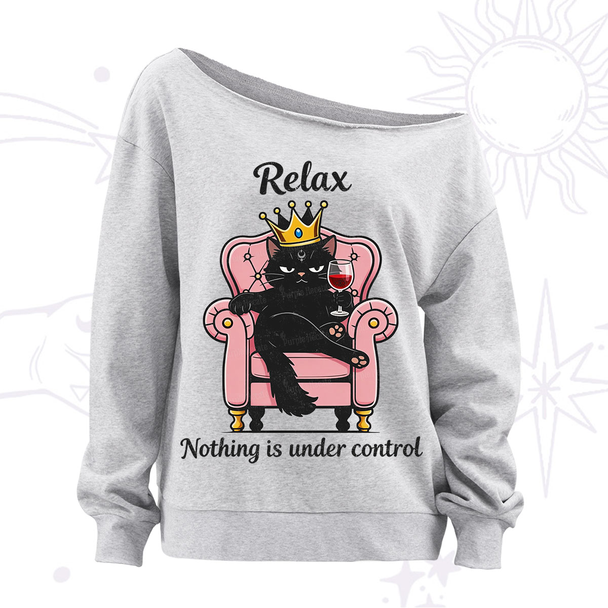 Purplehecate Relax Nothing Is Under Control Off The Shoulder Sweatshirt