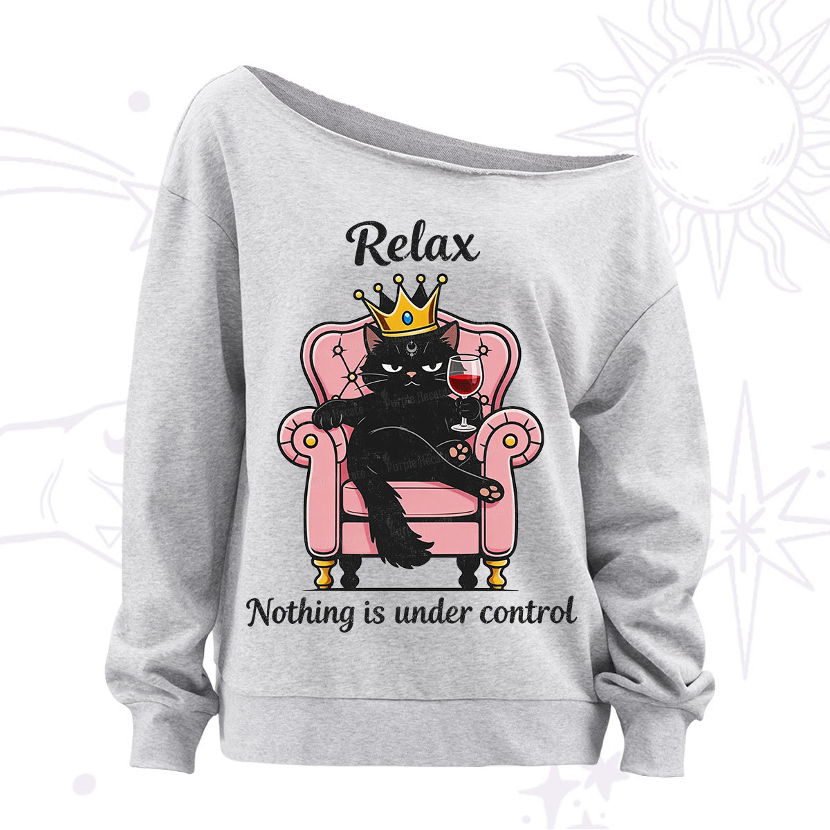 Purplehecate Relax Nothing Is Under Control Off The Shoulder Sweatshirt