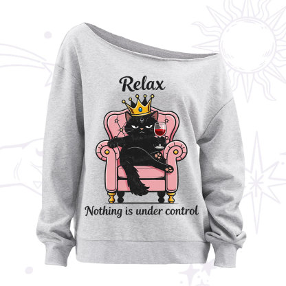 Purplehecate Relax Nothing Is Under Control Off The Shoulder Sweatshirt