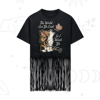 Purplehecate The World Can Be Cruel So I Won't Be Fringe Hem T-Shirt