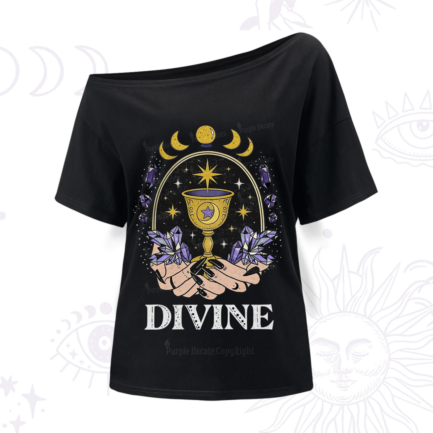 Purplehecate Divine Energy One Shoulder T-Shir