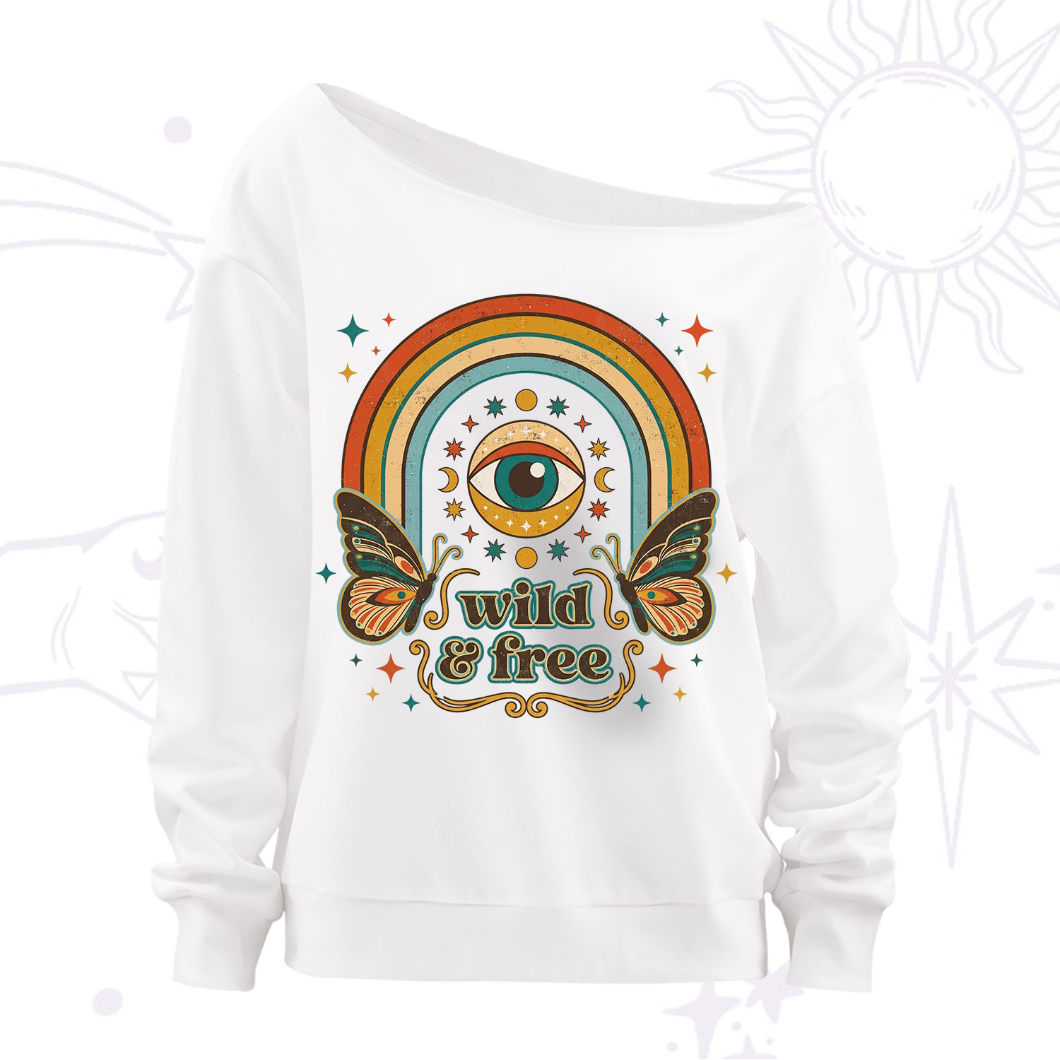 Purplehecate Wild And Free Off The Shoulder Sweatshirt