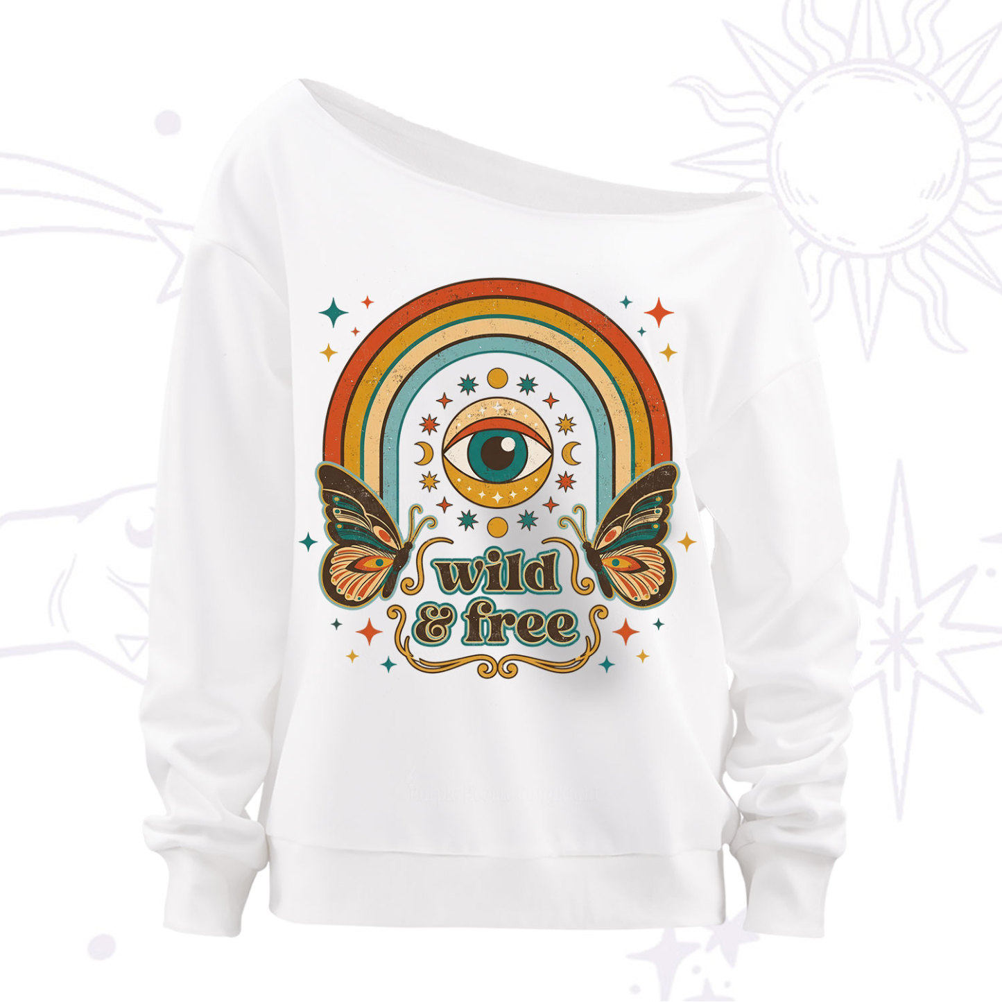 Purplehecate Wild And Free Off The Shoulder Sweatshirt