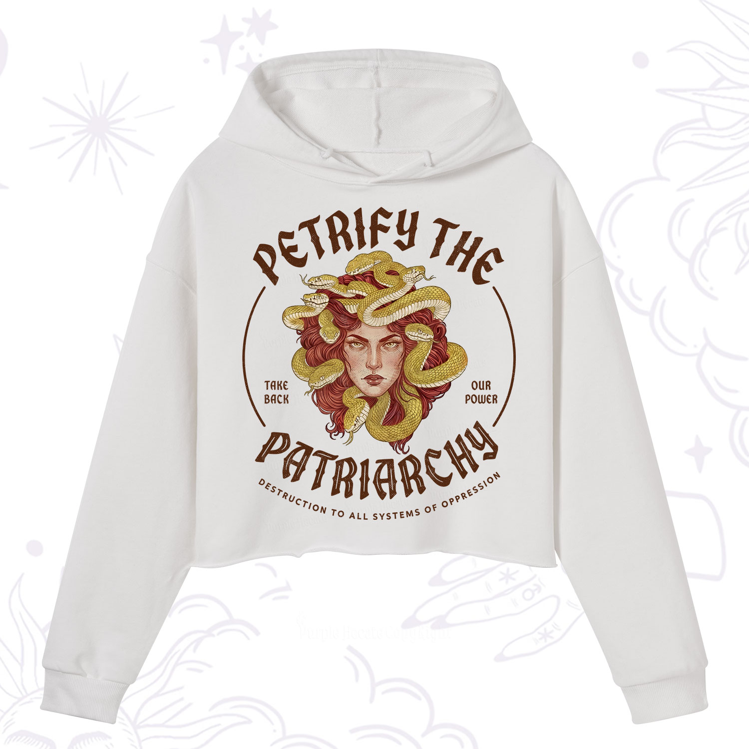 Purplehecate Petrify Patriarchy Medusa Crop Hoodie