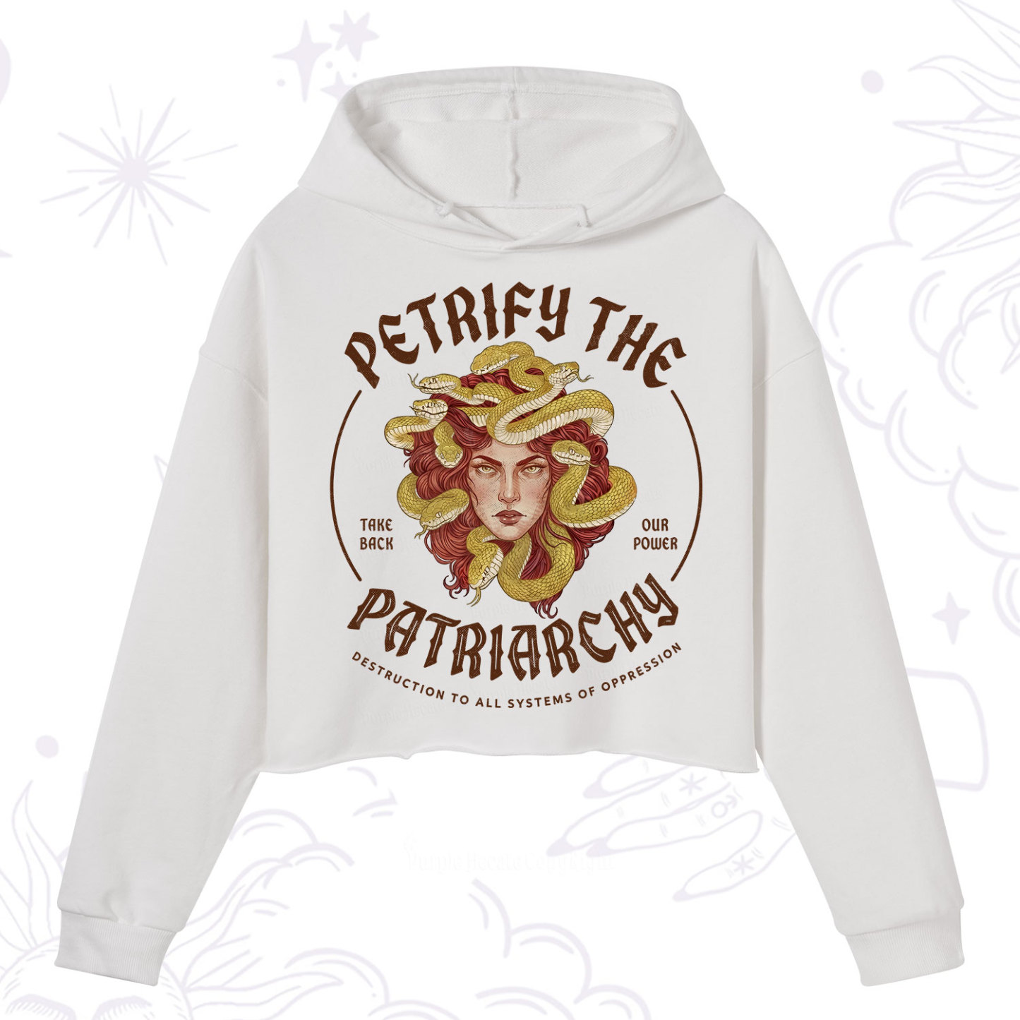 Purplehecate Petrify Patriarchy Medusa Crop Hoodie