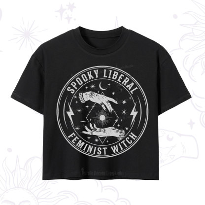 Purplehecate Spooky Liberal Feminist Witch Crop T-Shirt
