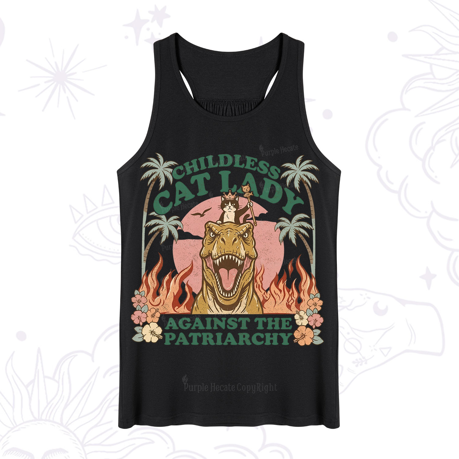 Purplehecate Childless Cat Lady Burn the Patriarchy Tank