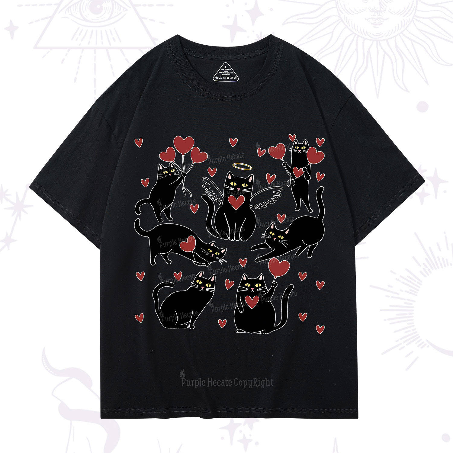 Purplehecate Meowy Valentine's Romantic Cat Valentine T-Shirt