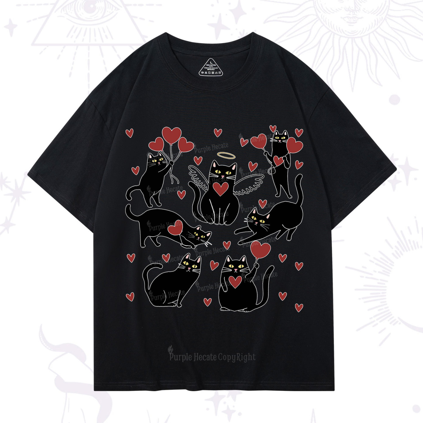 Purplehecate Meowy Valentine's Romantic Cat Valentine T-Shirt