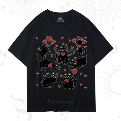 Purplehecate Meowy Valentine's Romantic Cat Valentine T-Shirt