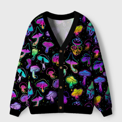 Purplehecate Mushroom Party Ugly Cardigan Sweaters
