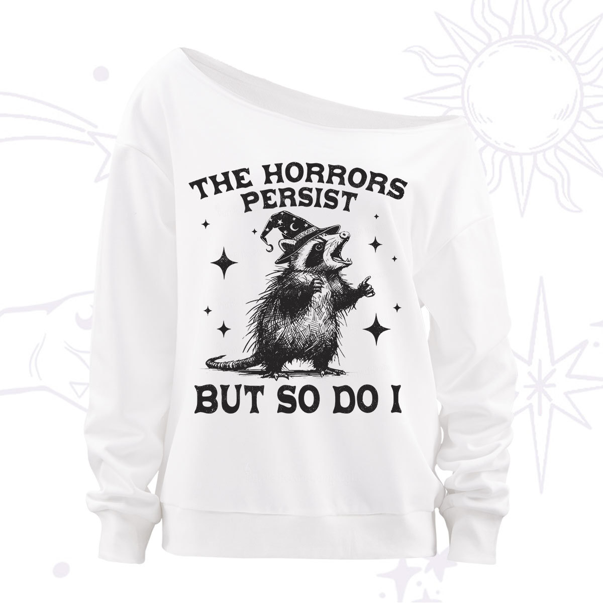 Purplehecate The Horrors Persist But So Do I Off The Shoulder Sweatshirt