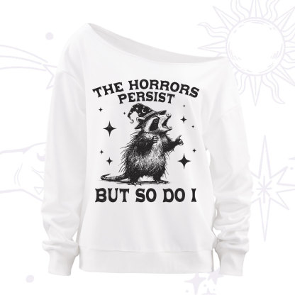 Purplehecate The Horrors Persist But So Do I Off The Shoulder Sweatshirt