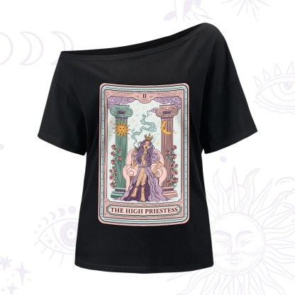 Purplehecate The High Priestess Tarot Card One-Shoulder T-Shirt