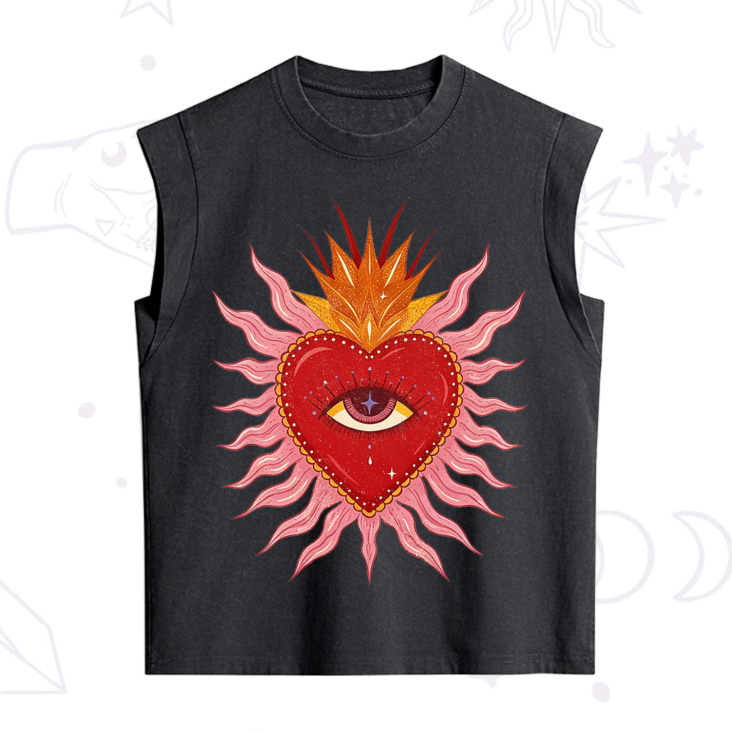 Purplehecate Sacred Flame Heart Vintage Washed Tank