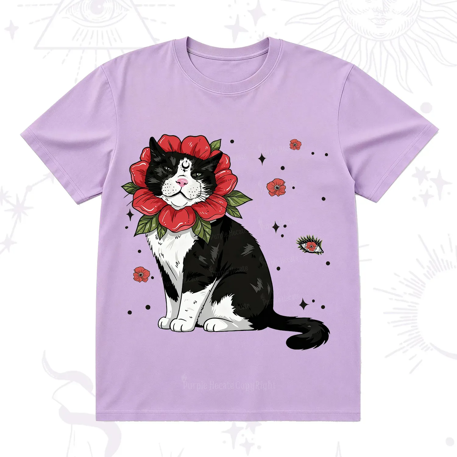 Purplehecate Cat in Flower Crown T-Shirt
