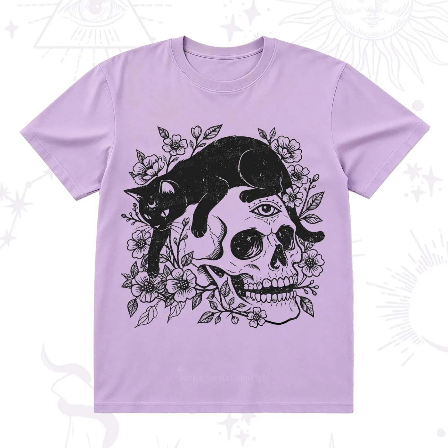 Purplehecate Black Cats In A Skull T-Shirt