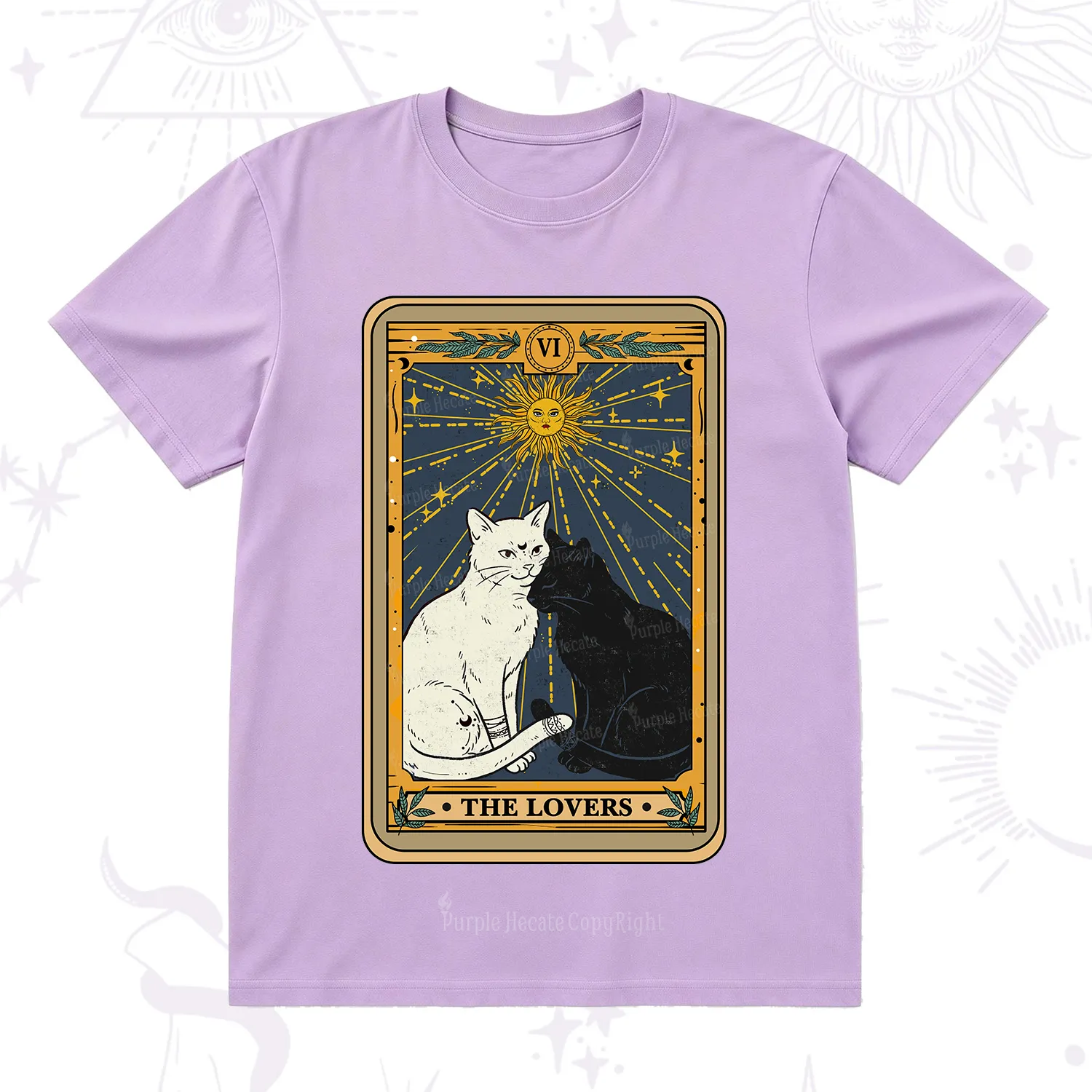 Purplehecate The Lovers Cat Tarot Card T-Shirt