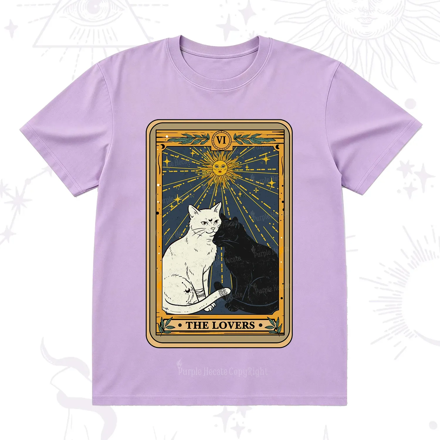 Purplehecate The Lovers Cat Tarot Card T-Shirt