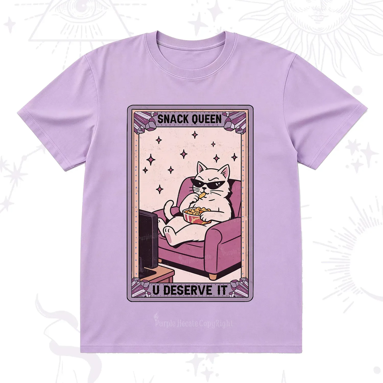 Purplehecate The Snack Queen Cat Tarot T-Shirt