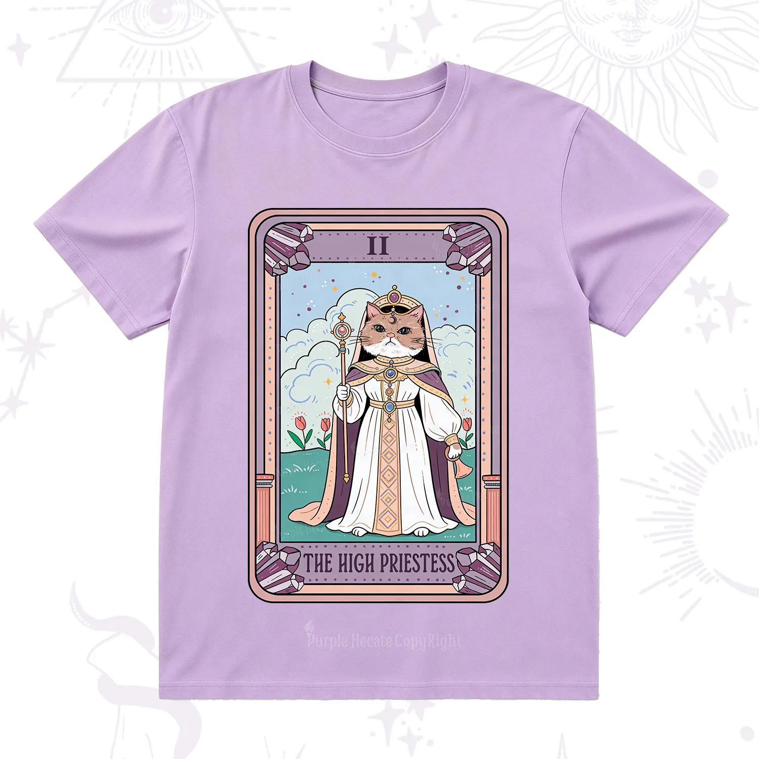 Purplehecate The High Priestess Cat Tarot T-Shirt