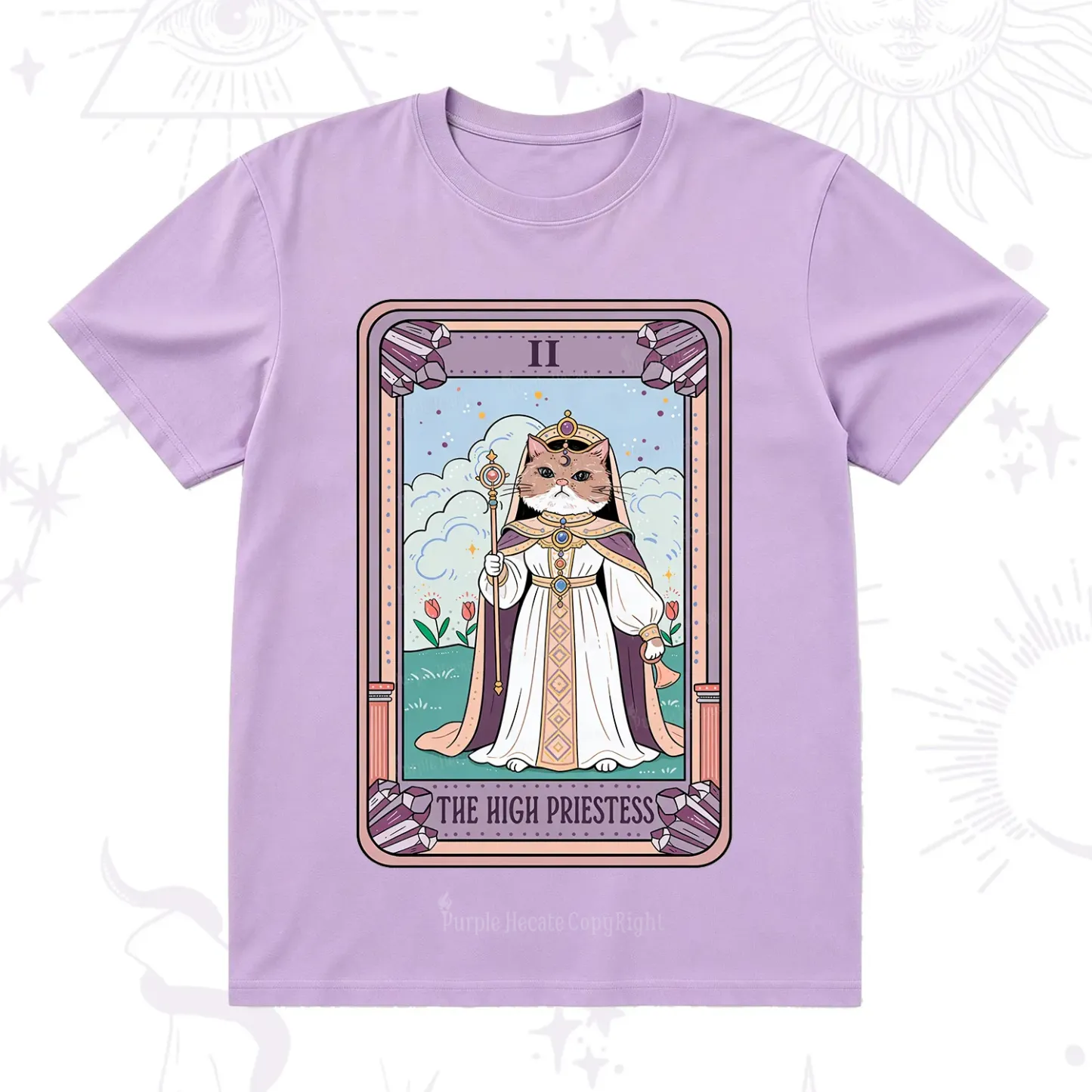 Purplehecate The High Priestess Cat Tarot T-Shirt