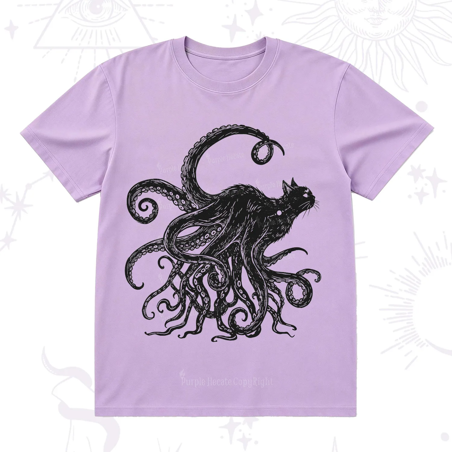 Purplehecate Black Cat with Octopus Tentacles T-Shirt