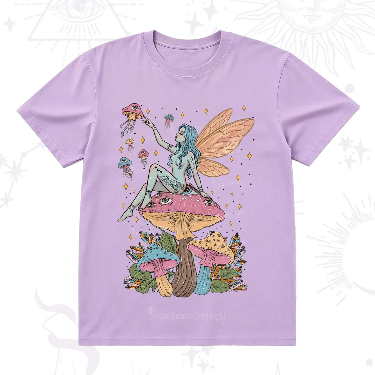 Purplehecate Celestial Fairy on Mushroom T-Shirt