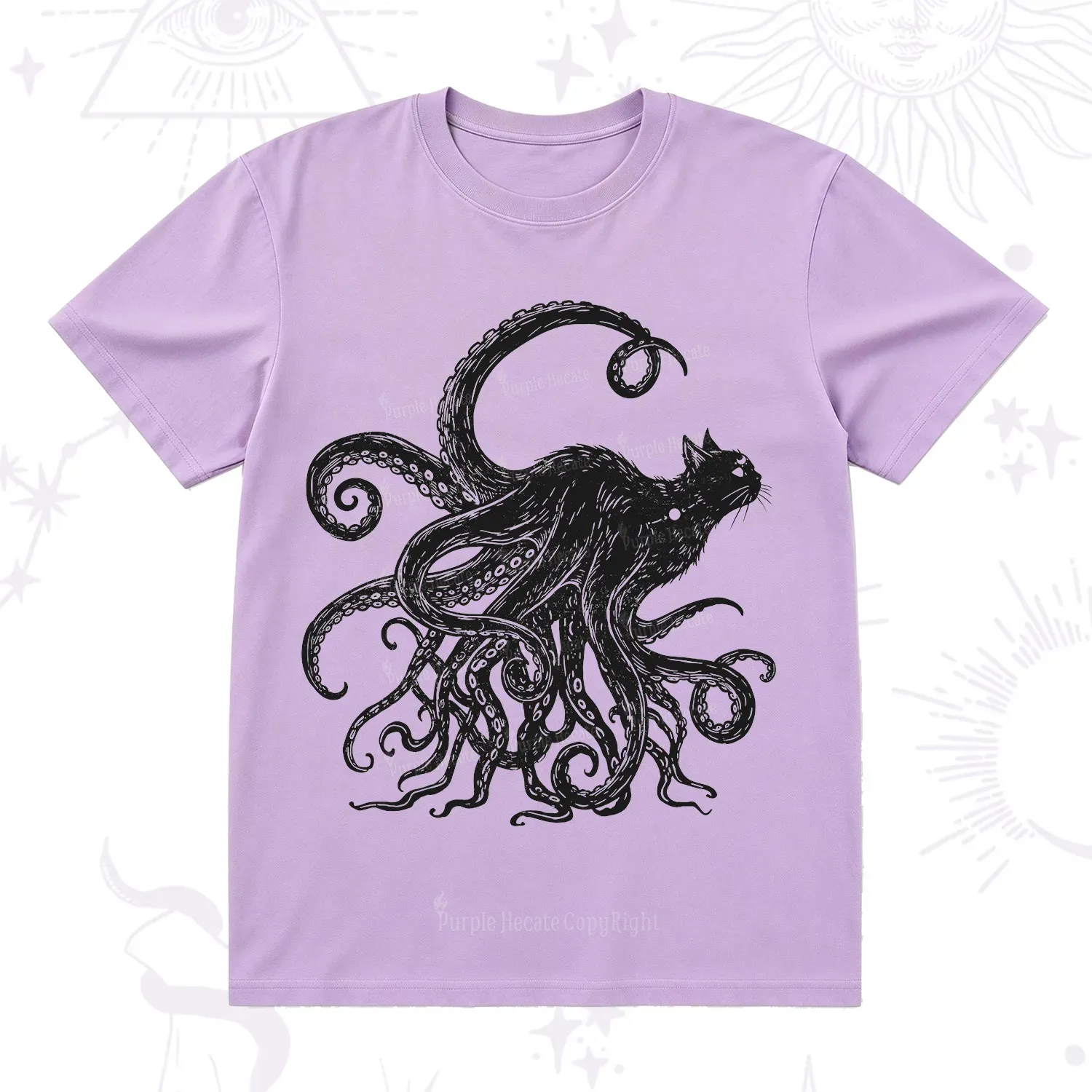 Purplehecate Black Cat with Octopus Tentacles T-Shirt