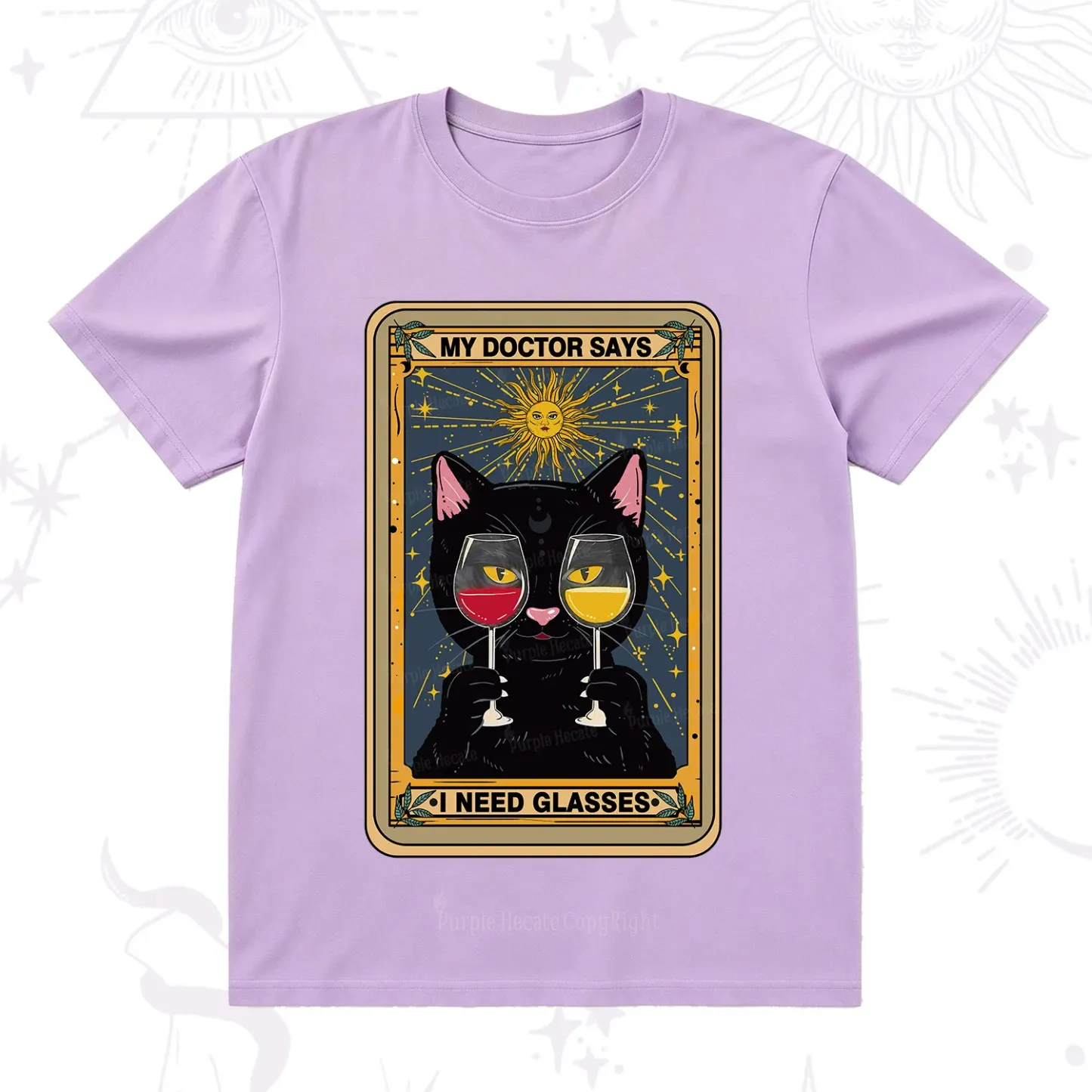 Purplehecate Funny Black Cat My Doctor Says I Need Glasses Tarot T-Shirt