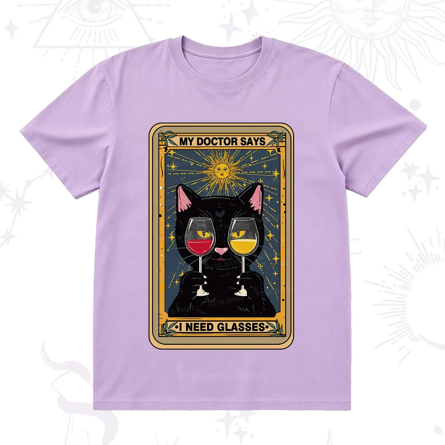 Purplehecate Funny Black Cat My Doctor Says I Need Glasses Tarot T-Shirt