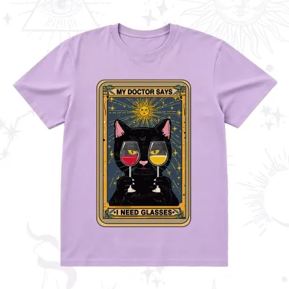 Purplehecate Funny Black Cat My Doctor Says I Need Glasses Tarot T-Shirt