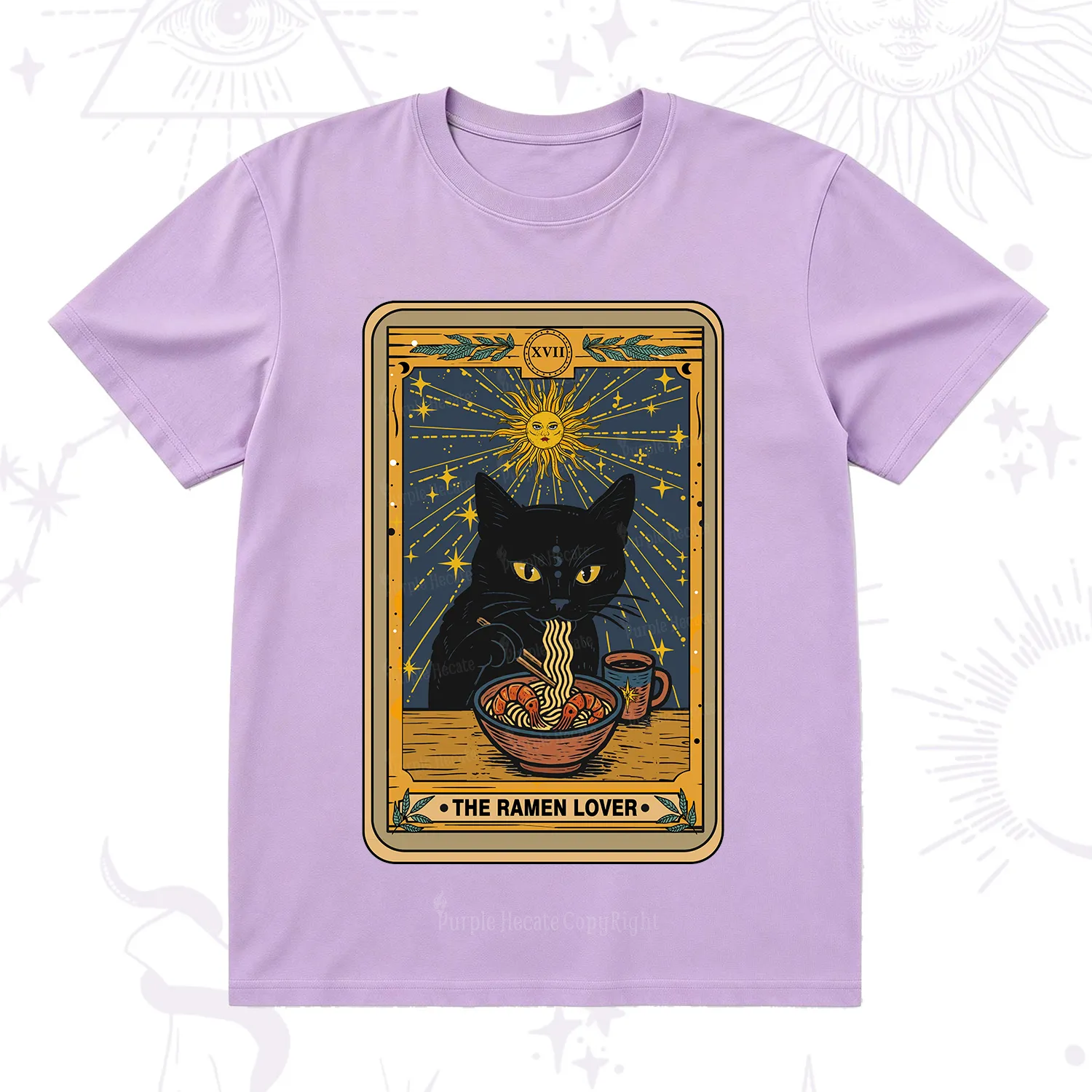 Purplehecate The Ramen Lover Cat Tarot T-Shirt