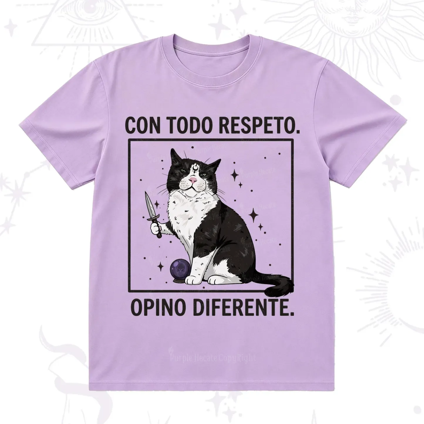 Purplehecate Funny Cat Con Todo Respeto Opino Diferente T-Shirt