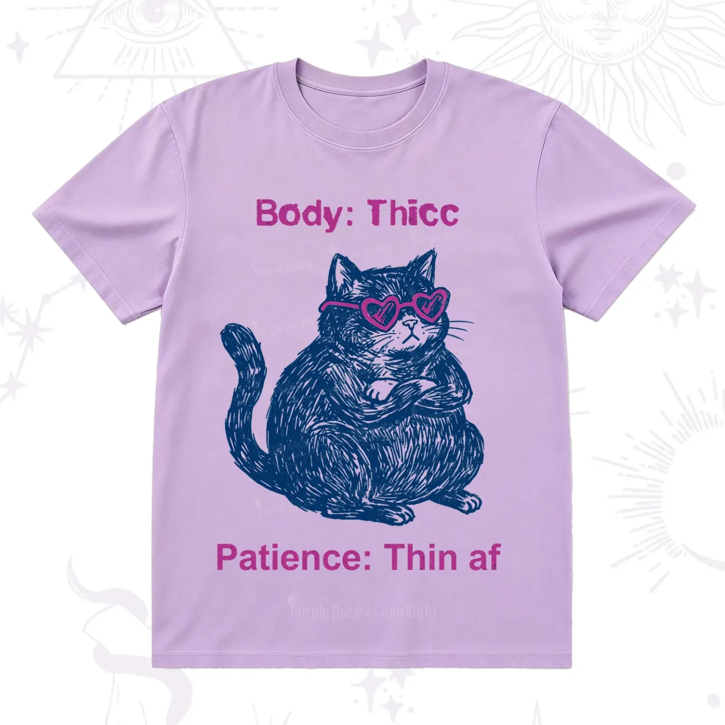 Purplehecate Body Thicc Patience Thin Af Cat T-Shirt